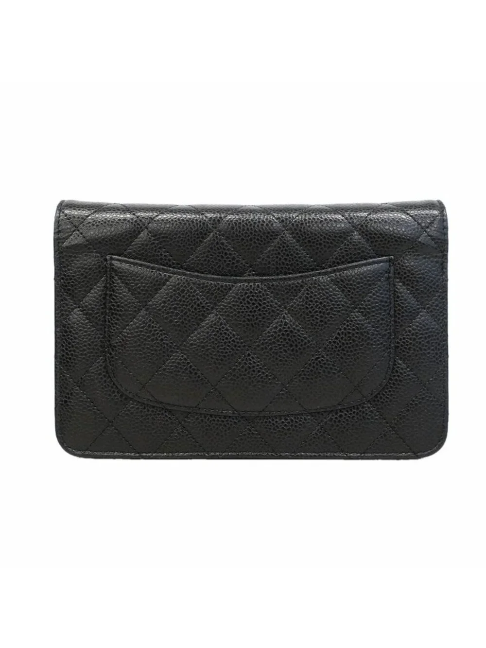 Chanel Wallet on Chain Quilted Caviar Leather Black Silver